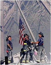 Firefighter's raise their "Iwa Jima" flag. (fox)