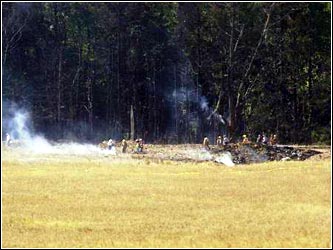 Crash sight of fourth plane in Pennsylvania. (cbs)