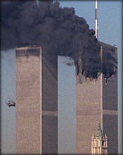 Second plane approaches second tower. (abc)